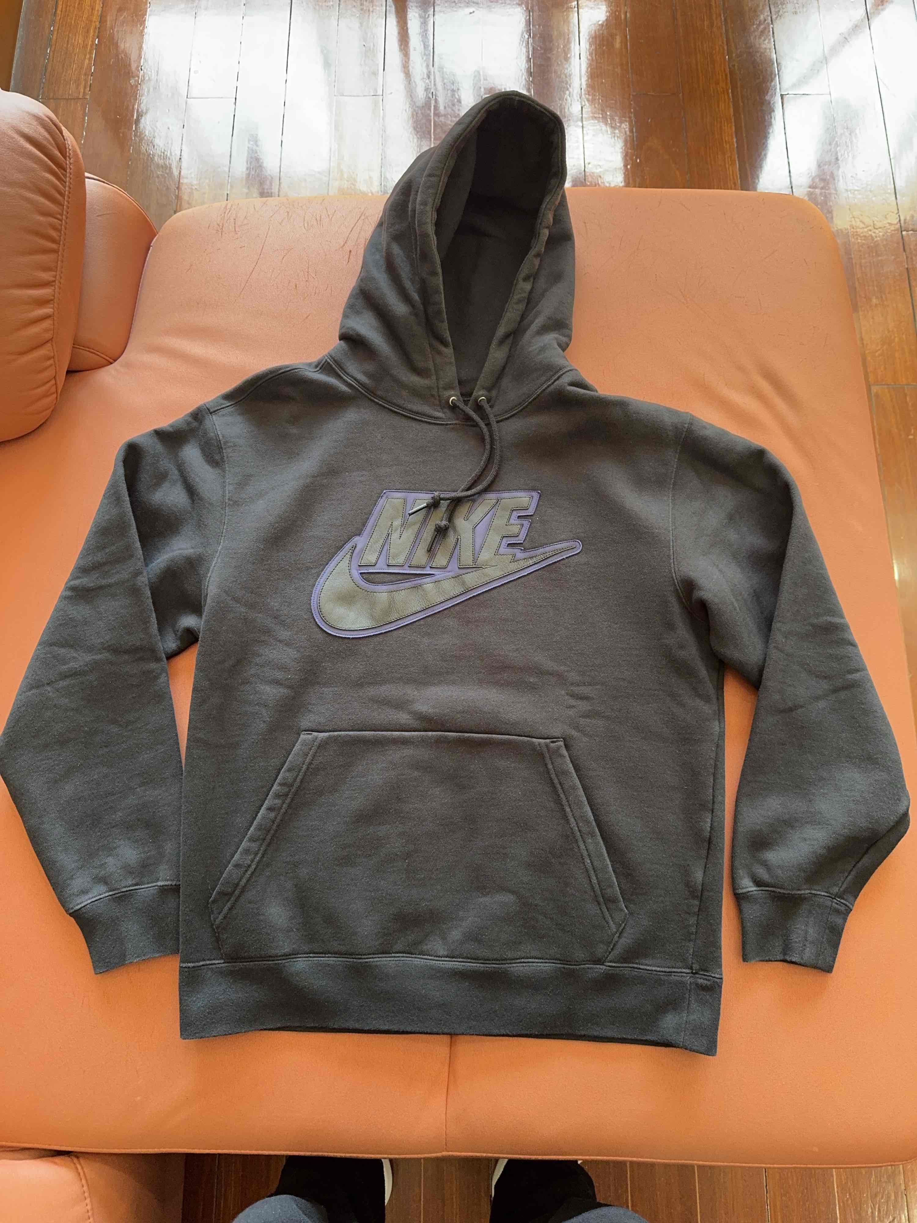 Nike × Supreme Nike Supreme Leather Applique Hoodie | Grailed