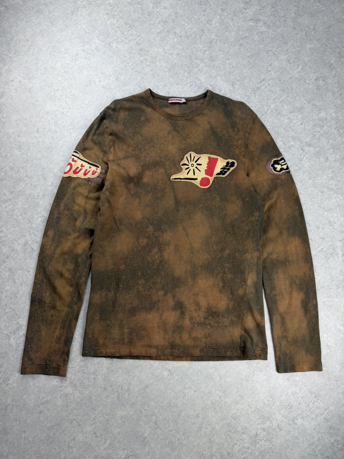 Prada Custom Bleach Dyed Long Sleeve T-Shirt Made in Italy