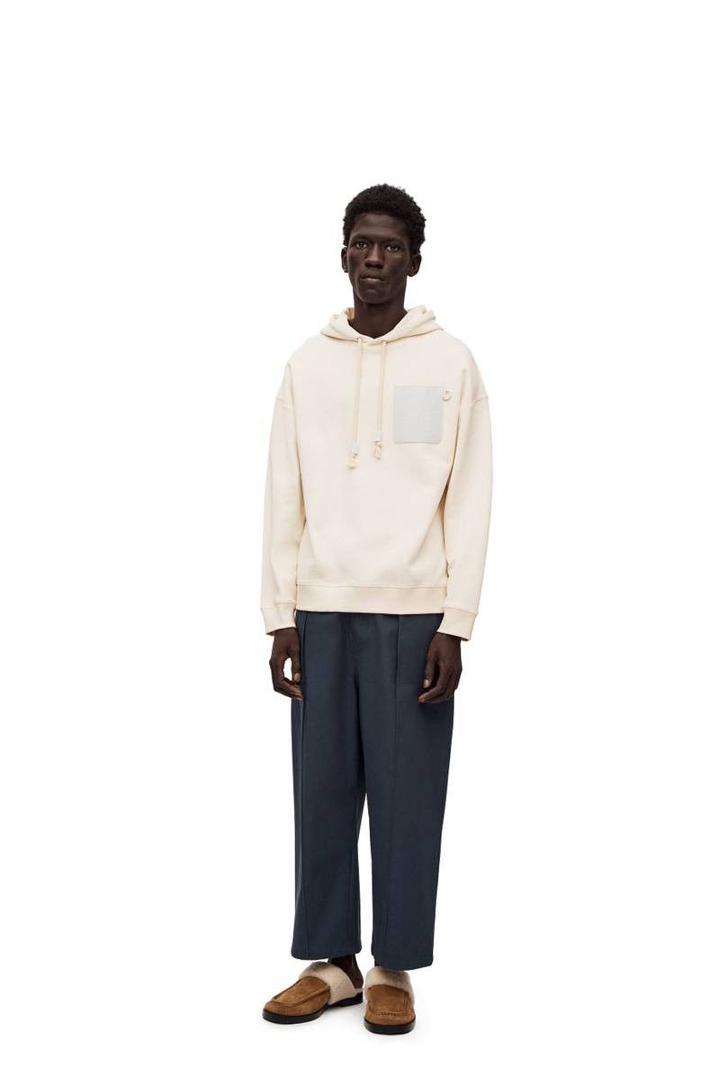 Loewe o1in1g0526 Relaxed Fit Hoodie in Cream Size US M / EU 48-50 / 2 - 2 Thumbnail