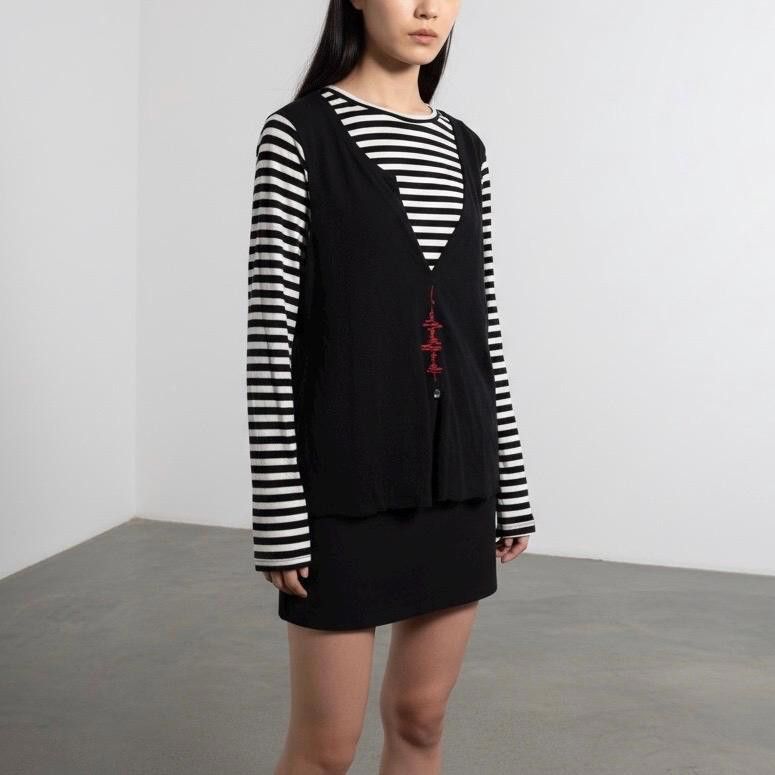 Cop Copine The Cop Copine Striped Top Cut Out Back Size ONE SIZE - 3 Thumbnail