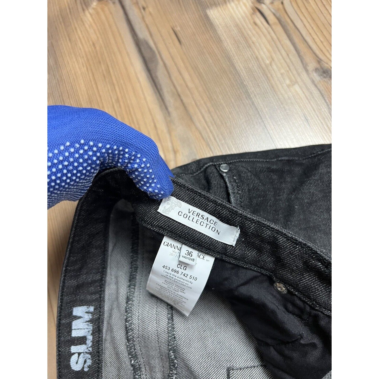 Versace MINT! Versace Collection Dark Black Men`s Slim Fit Jeans Pan Size US 36 / EU 52 - 12 Thumbnail