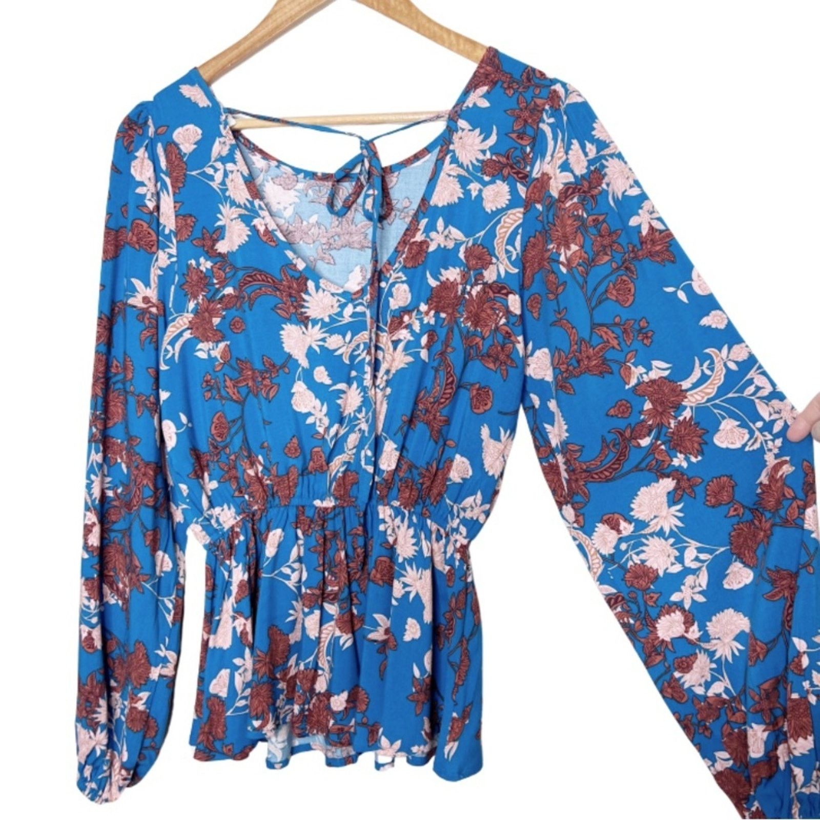 Other New with Tag Womens Andree by Unit Blue Floral Ruffle Blouse Size S / US 4 / IT 40 - 10 Thumbnail