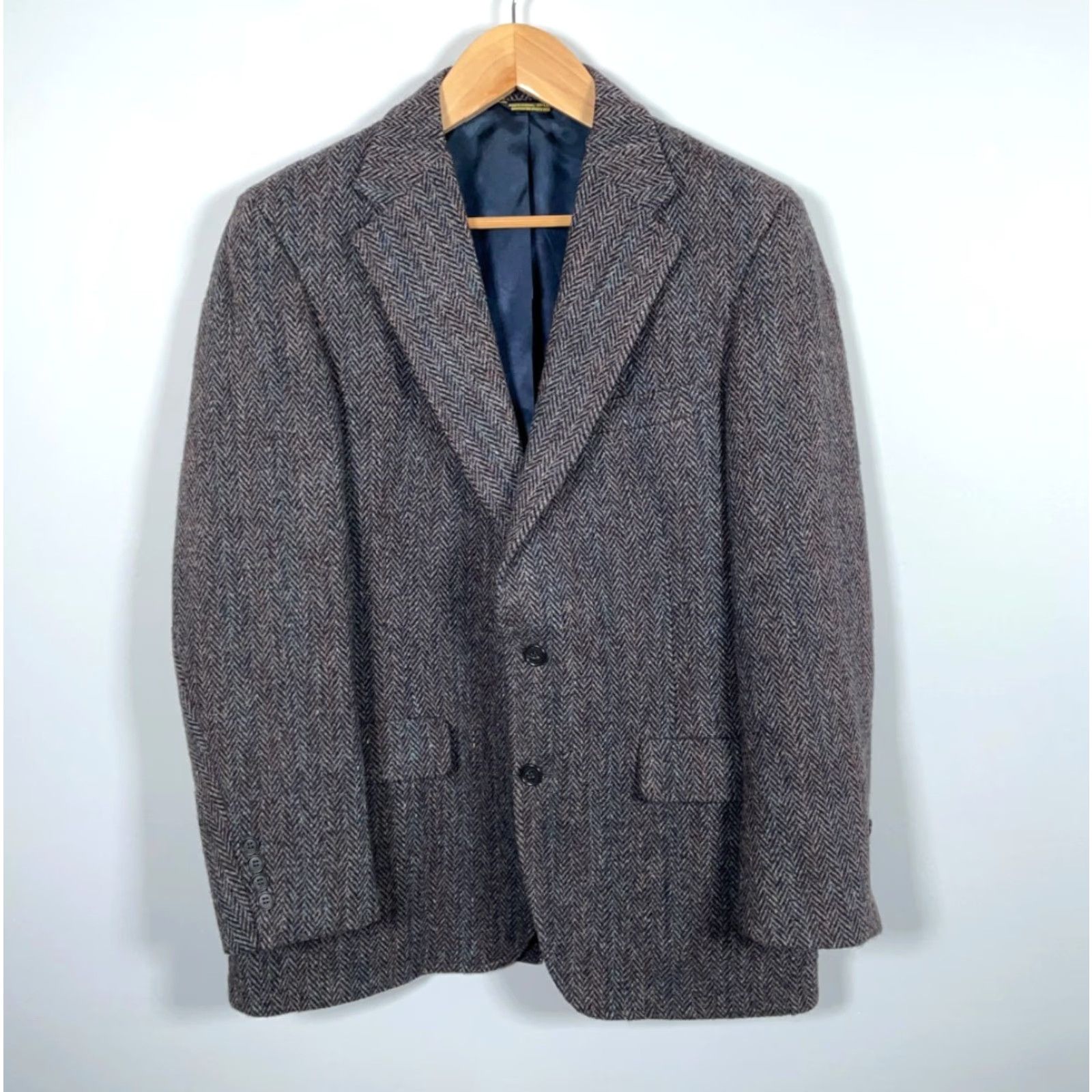 Harris Tweed VINTAGE Harris Tweed Blazer Men’s 40 Regular Gray Herringbone Wool Classic Preppy Size 40R - 2 Thumbnail