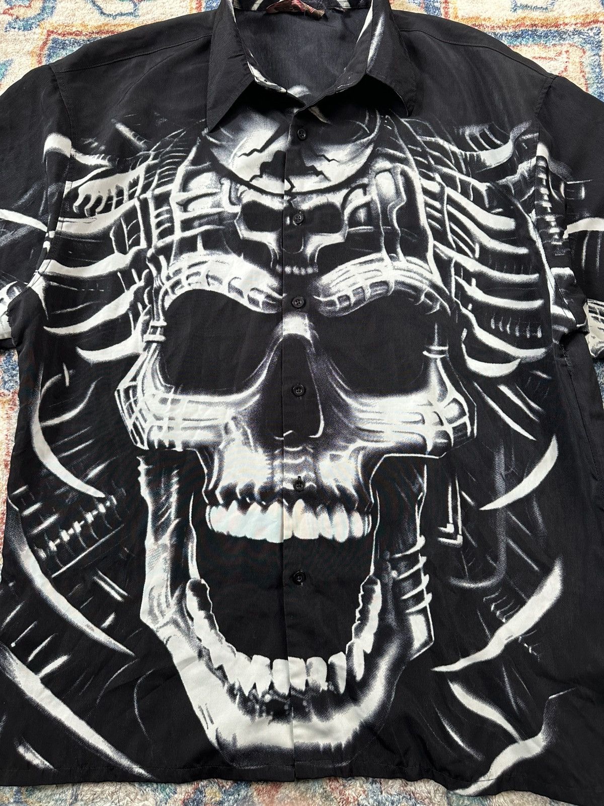 Mecca × Vintage Vintage Mecca Y2K Skull All Over Print Button-up Shirt Large Size US L / EU 52-54 / 3 - 4 Thumbnail