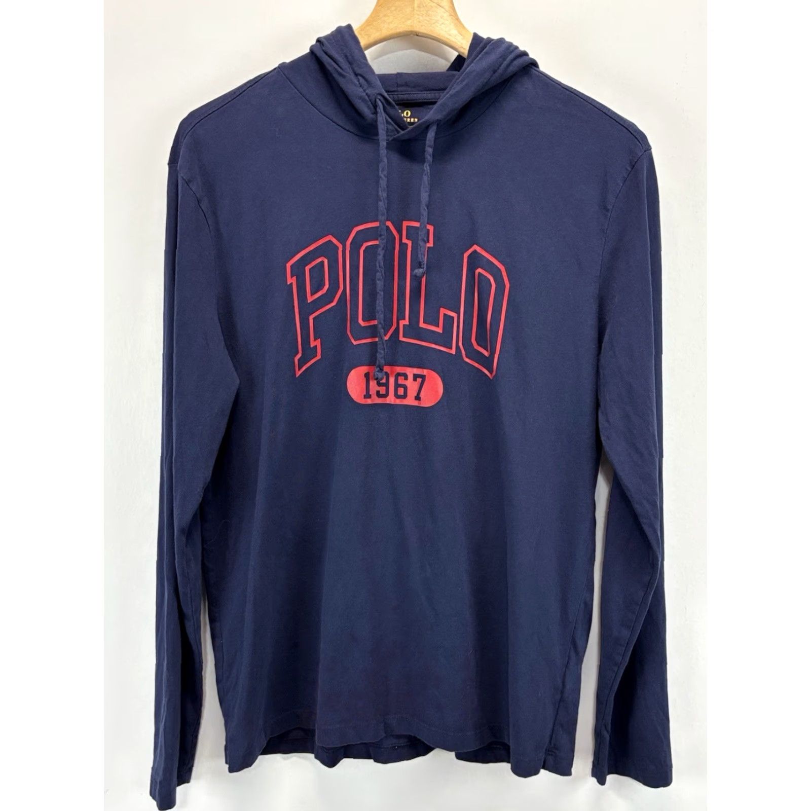 Polo Ralph Lauren VINTAGE Polo Ralph Lauren Hooded Shirt M Navy Red Graphic Spellout Preppy Polo Classic Mens Size US M / EU 48-50 / 2 - 2 Thumbnail