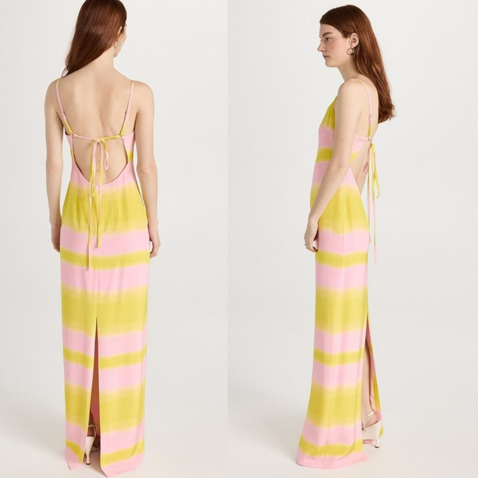 Brandon Maxwell NEW Brandon Maxwell Backless Maxi Slip Dress Pink Yellow Str Size XS / US 0-2 / IT 36-38 - 14 Thumbnail