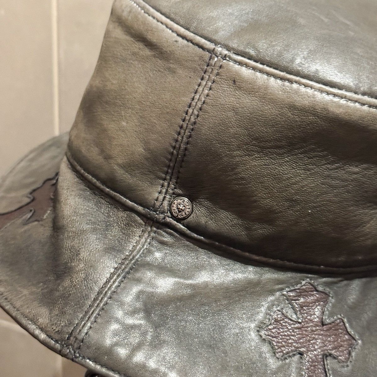 Chrome Hearts Chrome Hearts Cemetery Cross Leather Patch Bucket Hat Size ONE SIZE - 6 Thumbnail