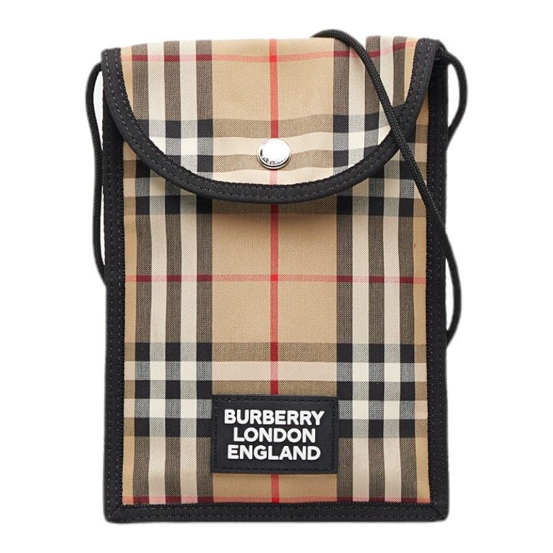 image of Burberry House Check Cotton Phone Crossbody Bag in Brown, Women's