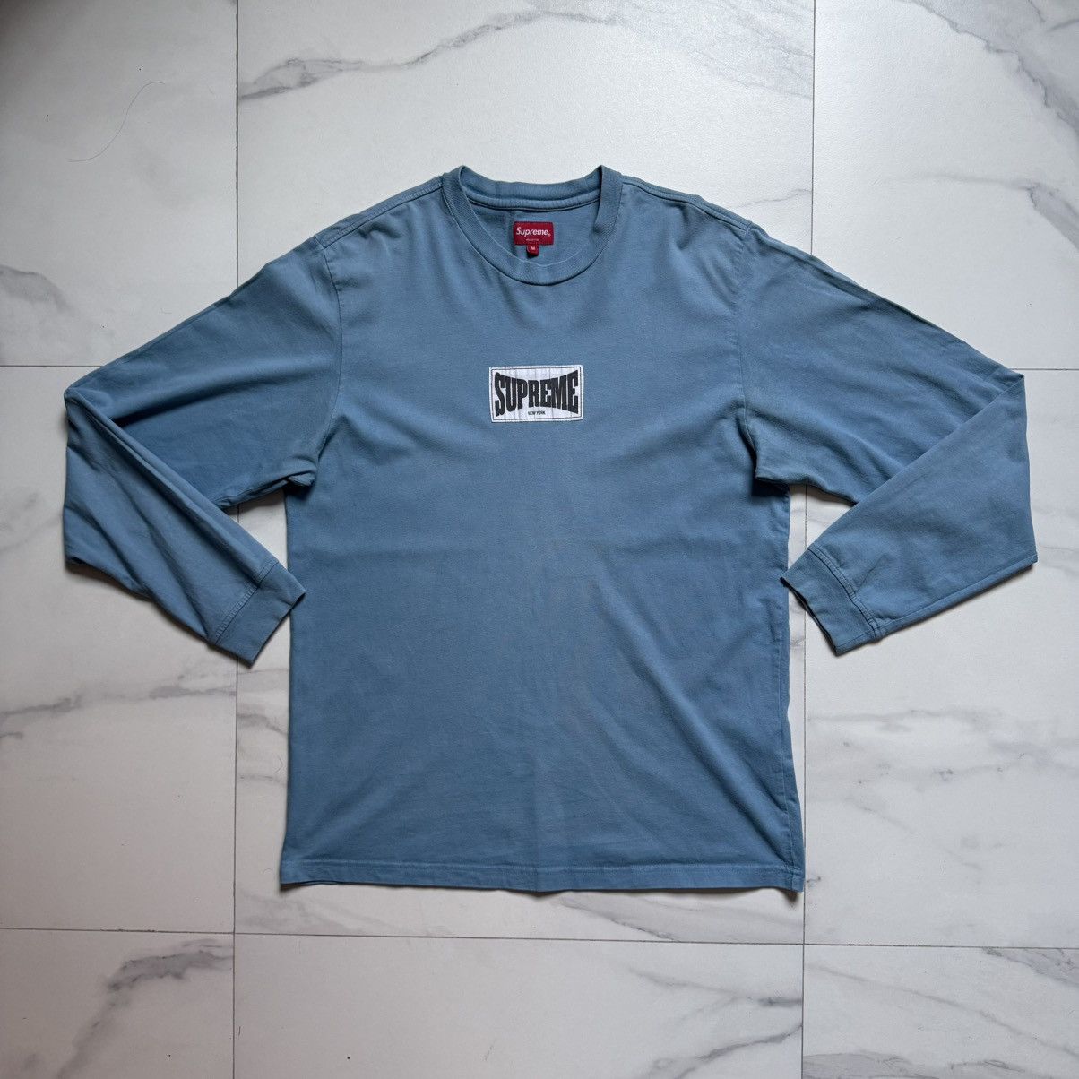 Supreme Supreme Woven Label L/S Top Slate FW20 Size US M / EU 48-50 / 2 - 2 Thumbnail