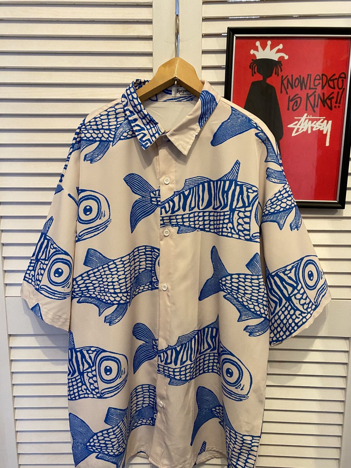 Hysteric Glamour Hawaiian Shirt Button Up 3D Beach Fish Monogram Abstract ML Size US XL / EU 56 / 4 - 2 Thumbnail