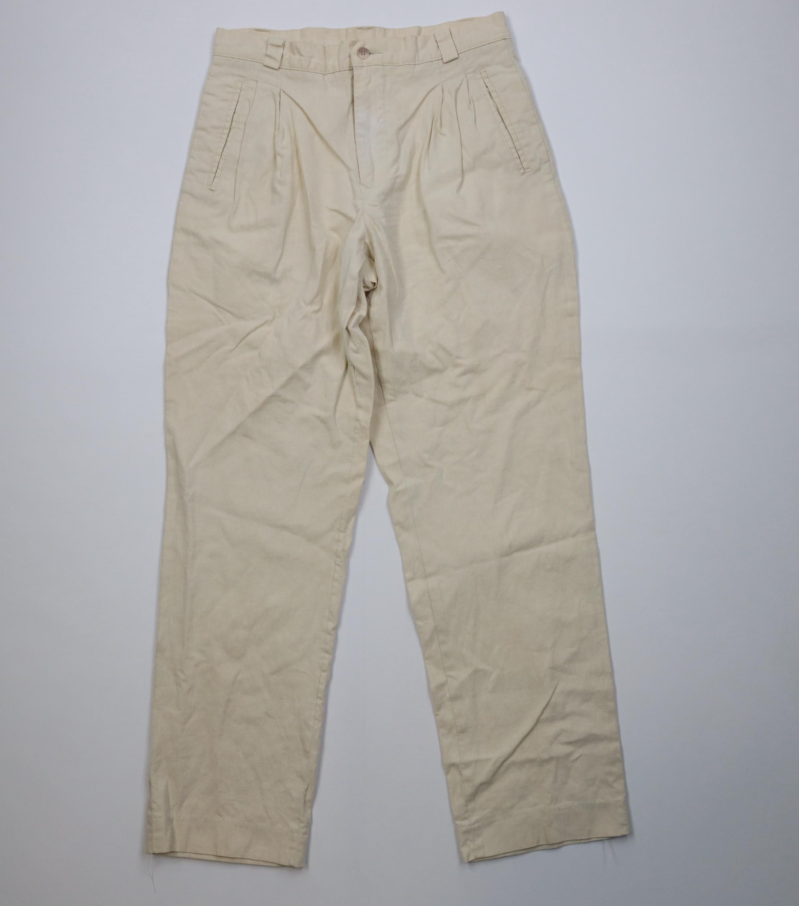 Vintage Vintage 90s Streetwear Linen Blend Knit Pleated Chino Pants Size US 32 / EU 48 - 1 Thumbnail