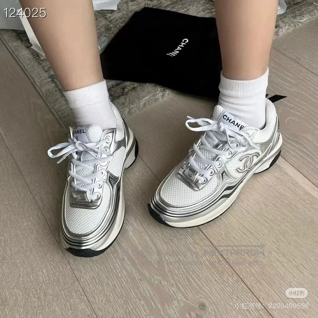 Chanel Chanel Silver Sneakers Size 39. Size US 8 / IT 38 - 7 Thumbnail