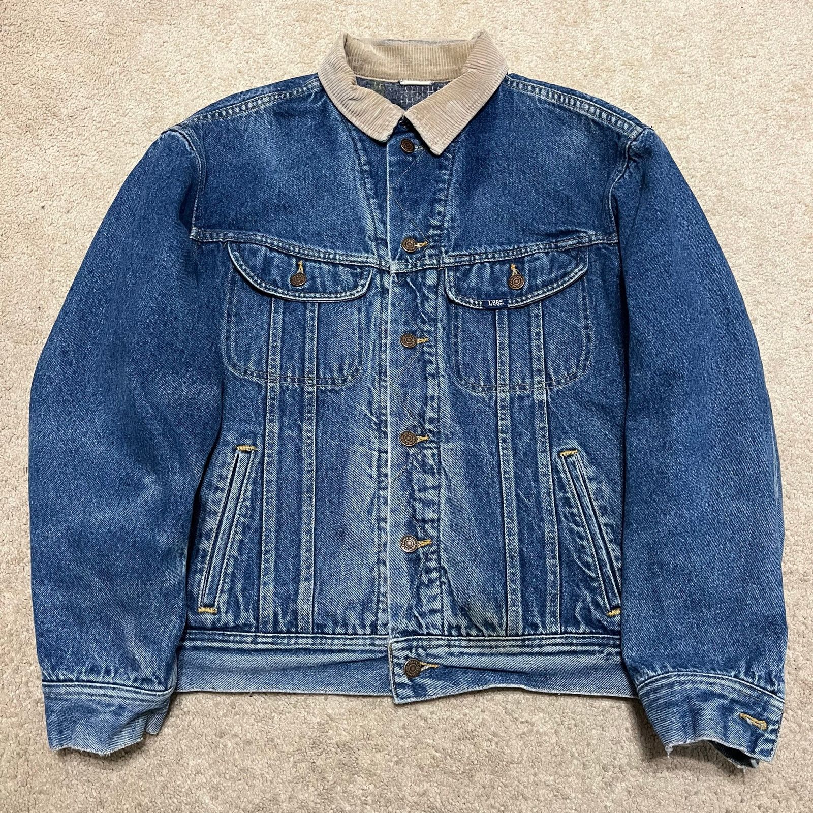 Lee Vintage 1989 Lee Blanket Lined Denim Jacket Corduroy Collar Size US L / EU 52-54 / 3 - 1 Thumbnail