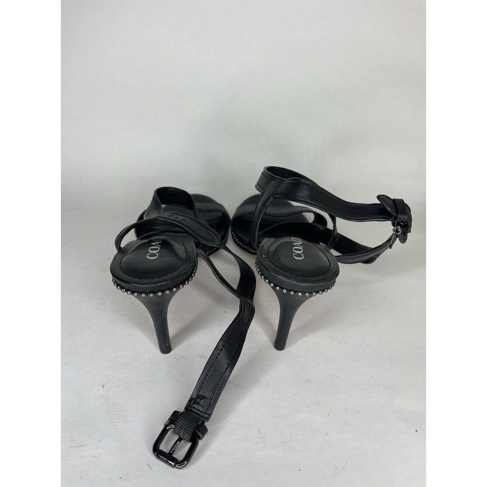Coach Coach Black Leather Open Toe Ankle Strap Heel Sandals Women Size US 7.5 / IT 37.5 - 5 Thumbnail