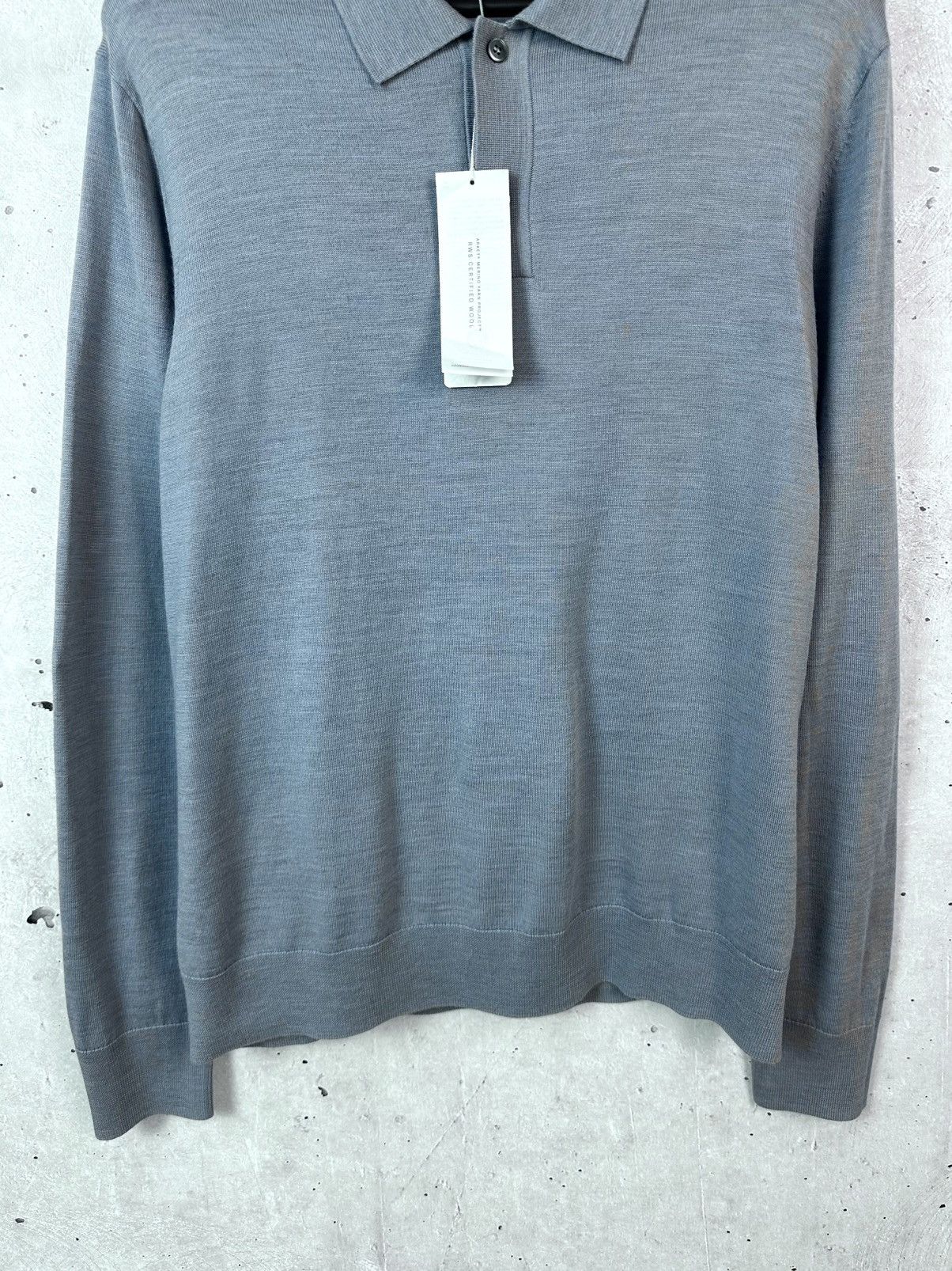 Arket NEW Arket Wool Grey-Blue Long Sleeve Men’s Polo Sweater Size US XL / EU 56 / 4 - 3 Thumbnail