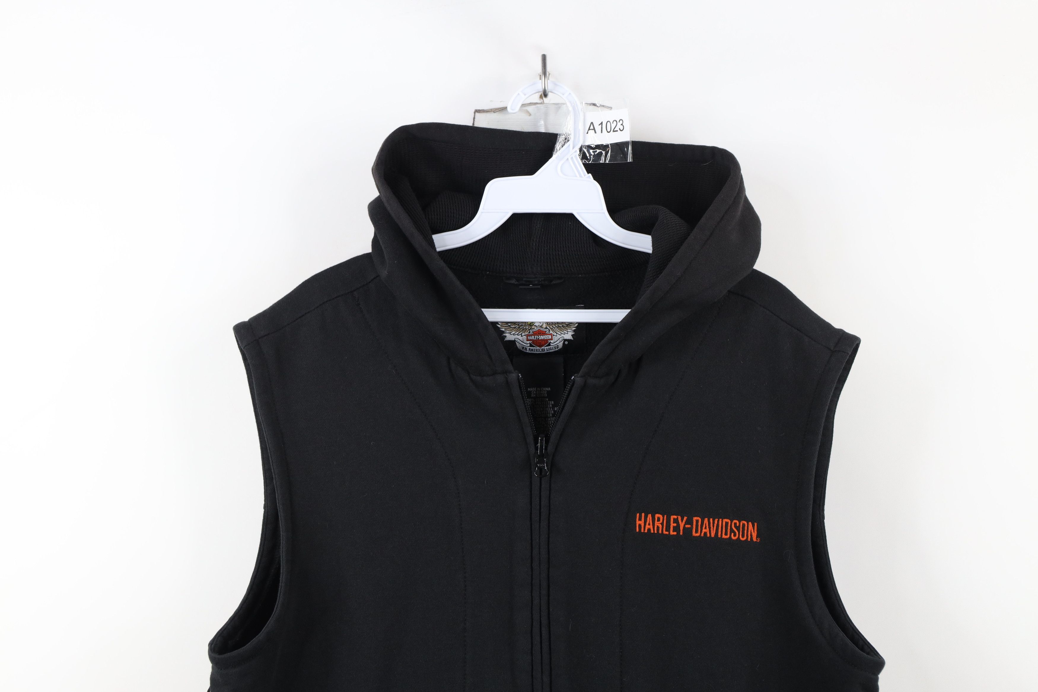 Harley Davidson × Vintage Vintage Harley Davidson Spell Out Sleeveless Full Zip Hoodie Size US L / EU 52-54 / 3 - 2 Thumbnail
