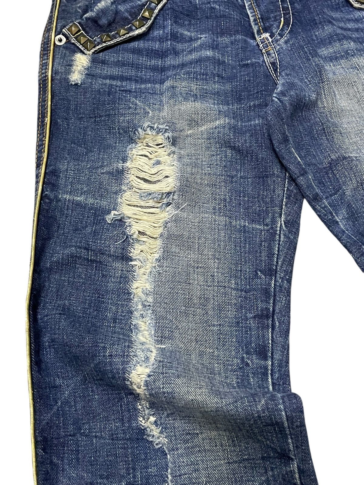 GOSTAR DE FUGA × Shellac × semanticdesign Pinball japan Studded Distressed Honeycomb Flared Jeans Size US 32 / EU 48 - 8 Thumbnail