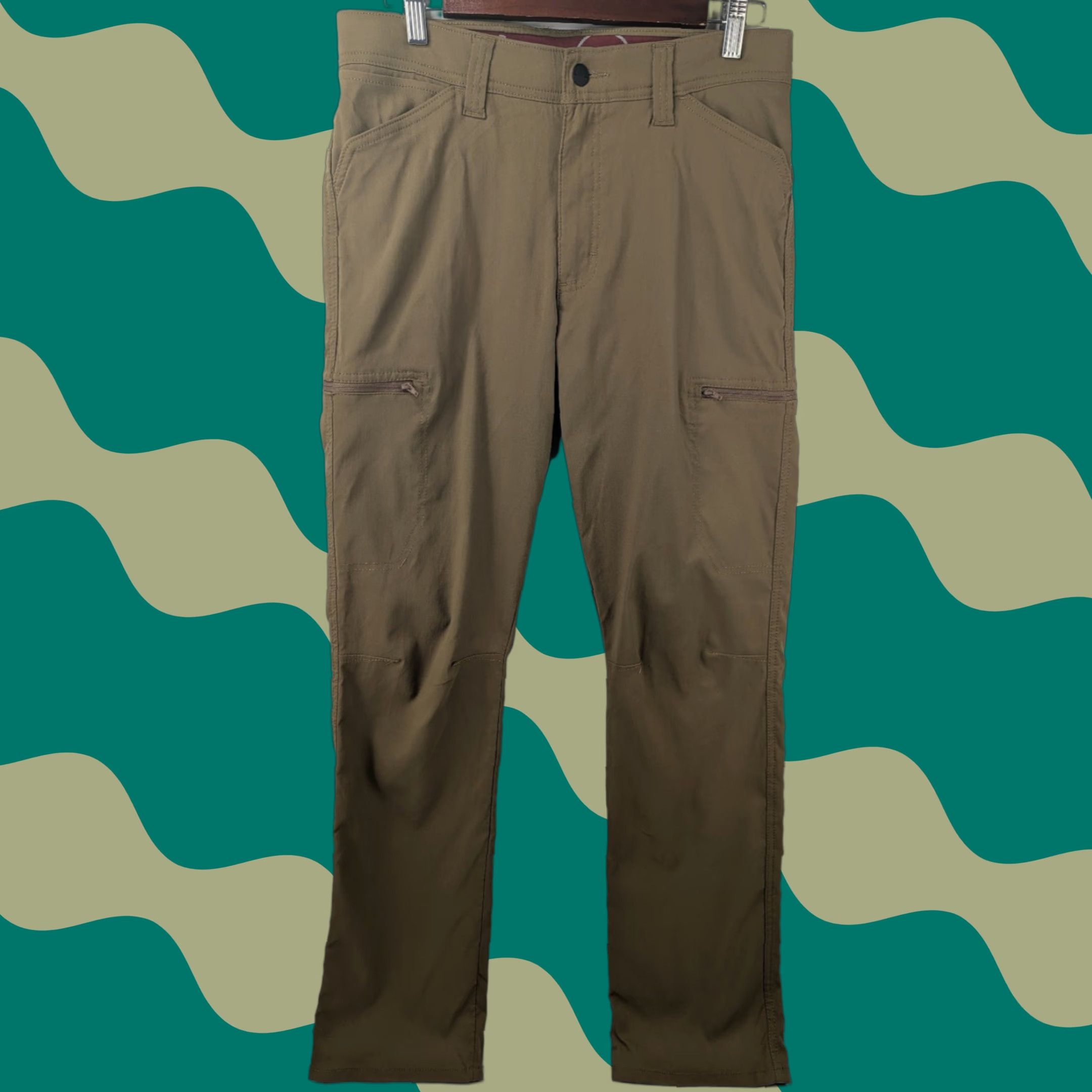 Wrangler Wrangler Men's Brown Cargo Pants 30x32 Nylon Flat Front Zipper Pockets Pants Mens Brown Cargo 30 32 Wrangler Size US 30 / EU 46 - 1 Thumbnail