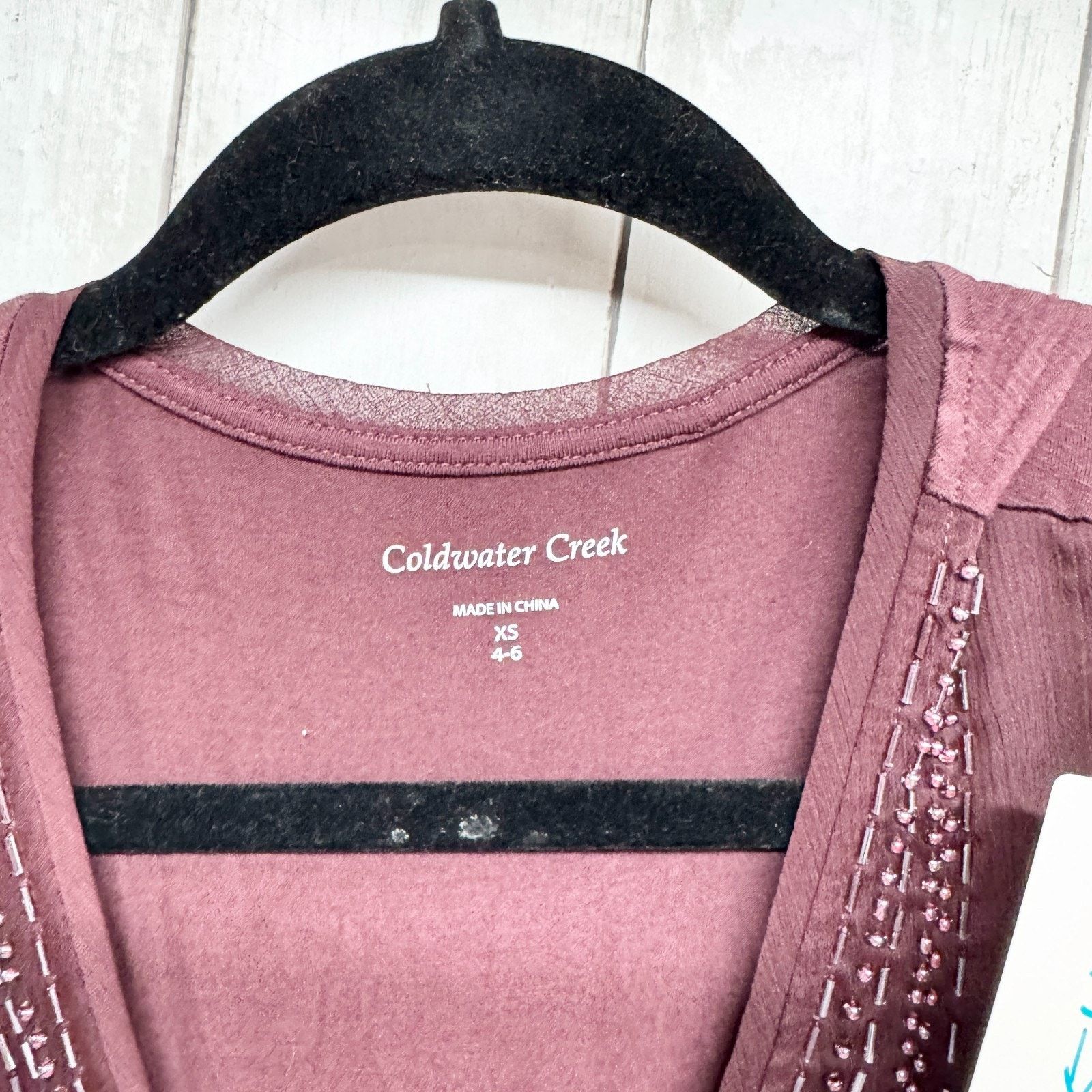 Coldwater Creek Coldwater Creek Sz XS Brown Beaded V-Neck Sleeveless Blouse Size XS / US 0-2 / IT 36-38 - 3 Thumbnail