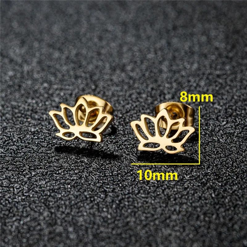 Jewelry Mini Lotus Flower Stud Earrings Charm Earring Gift Size ONE SIZE - 2 Thumbnail