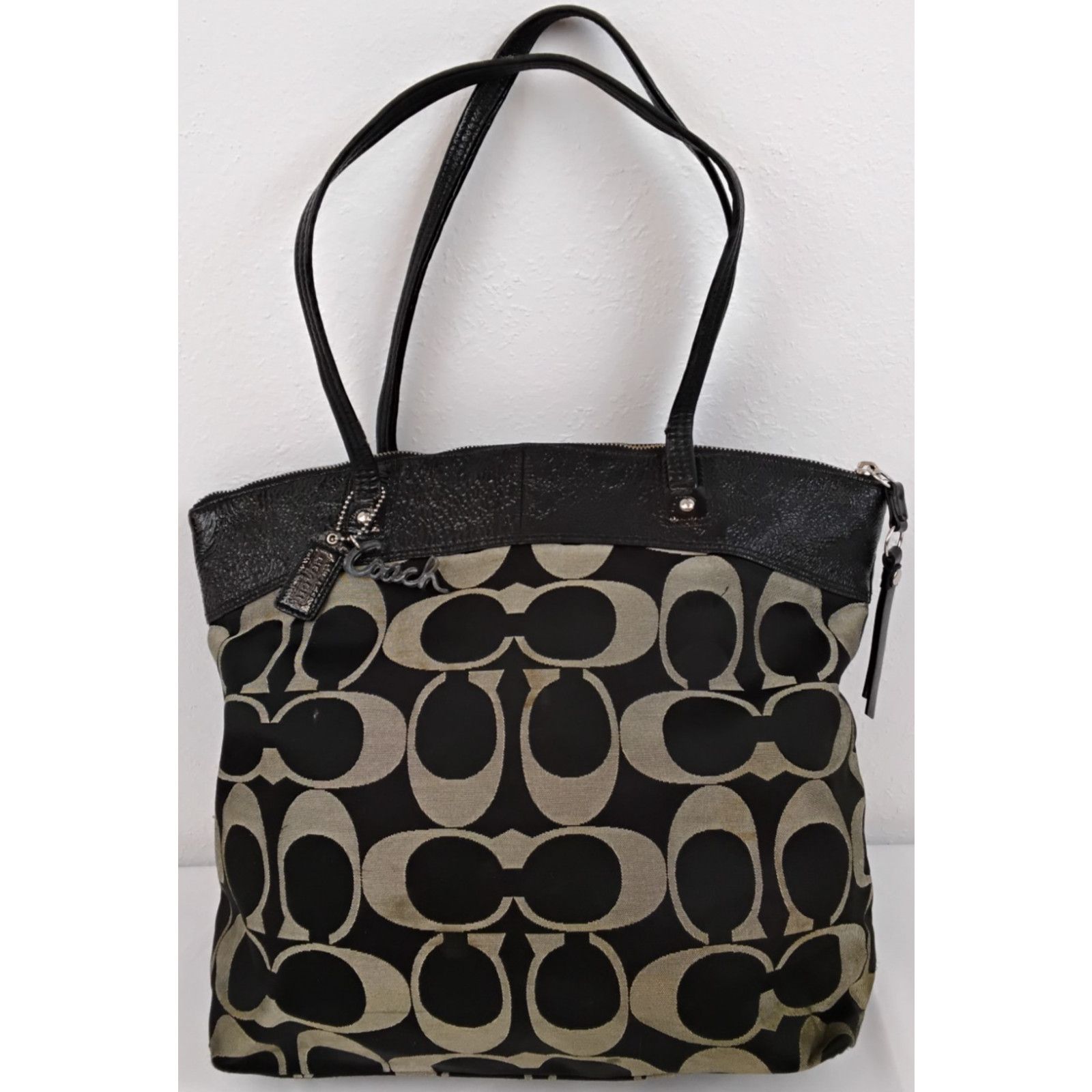 Coach Coach Signature Laura Tote Bag Black/Gray Leather F18335 Size ONE SIZE - 4 Thumbnail