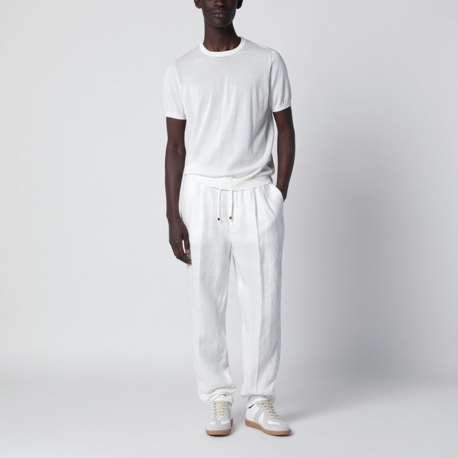 Drumohr o1d2blof0226 Crew Neck T-Shirt in White Size US M / EU 48-50 / 2 - 2 Thumbnail
