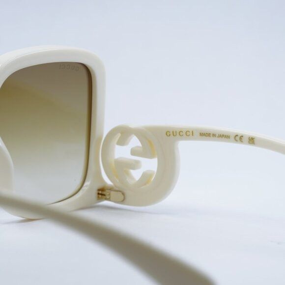 Gucci Gucci GG1326S 002 Sunglasses Ivory Square Frame, Brown Size ONE SIZE - 8 Thumbnail
