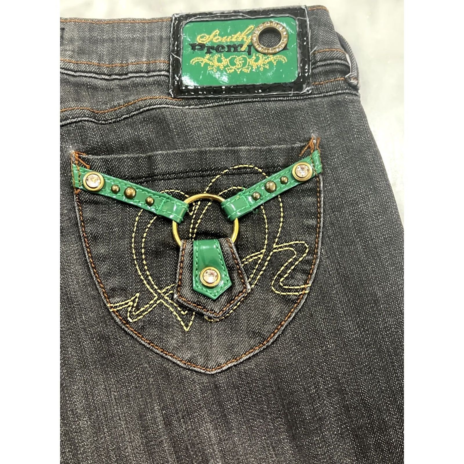 Southpole South Pole Premium Jeans Women’s 11 Stretch Black Bling Rhinestones Size 32" / US 10 / IT 46 - 7 Thumbnail