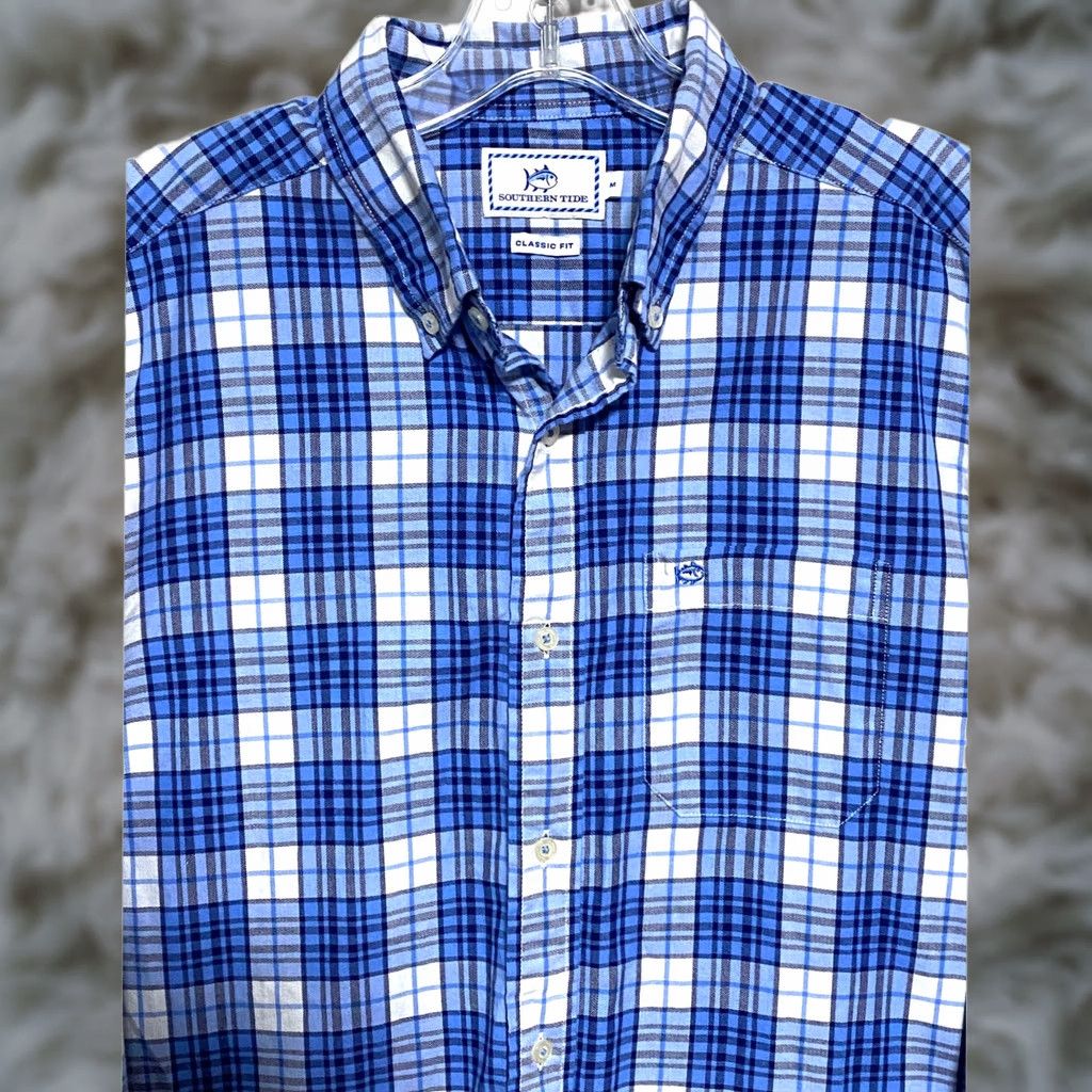 Southern Tide Southern Tide Button-Down Shirt Mens M Blue Plaid Classic Fit Coastal Nautical Preppy Shirt Size US M / EU 48-50 / 2 - 1 Thumbnail