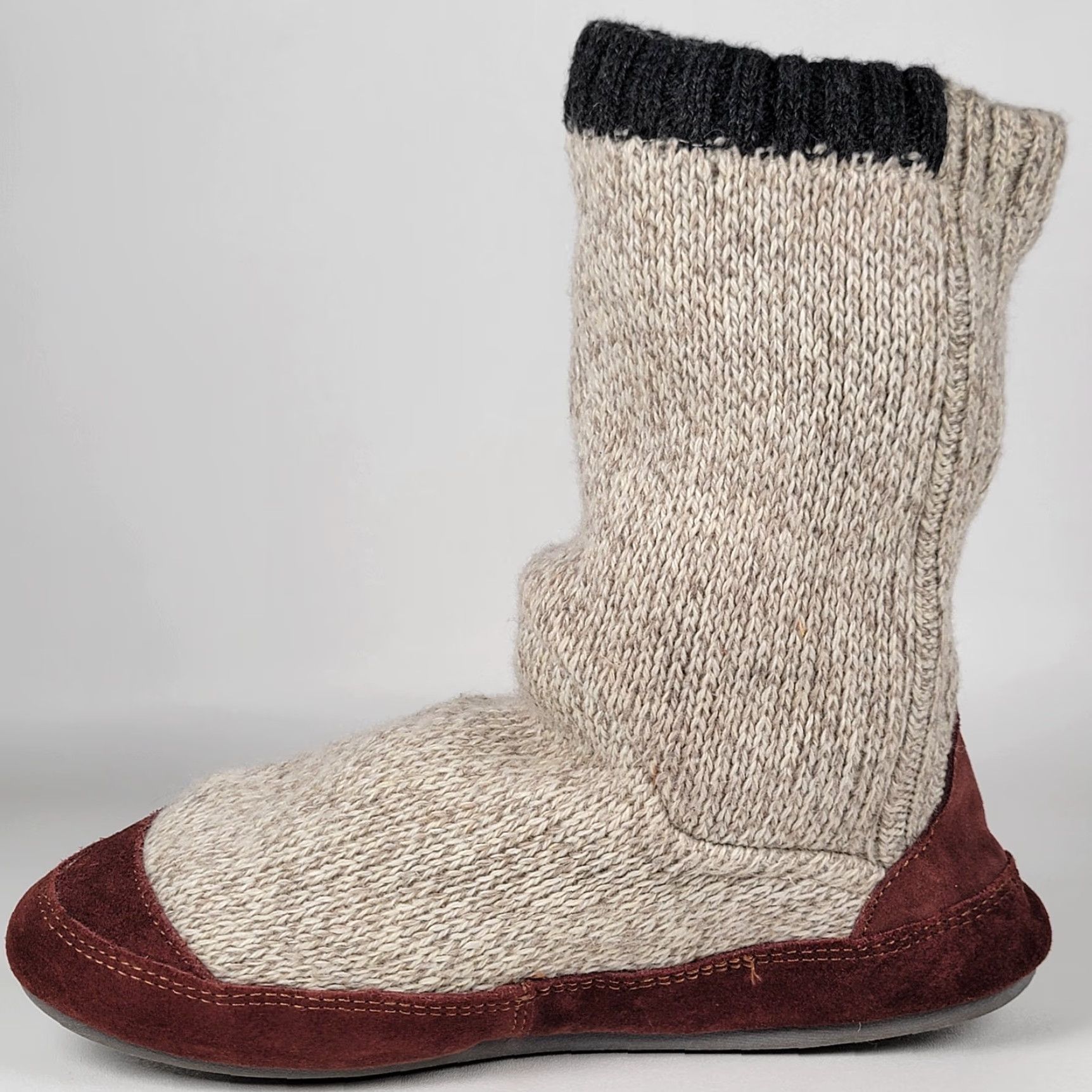 Vintage Acorn Men's Slouch Boots 9-10 Non-Slip Sole Biege Ragg Wool Brown Suede Size US 9 / EU 42 - 4 Thumbnail