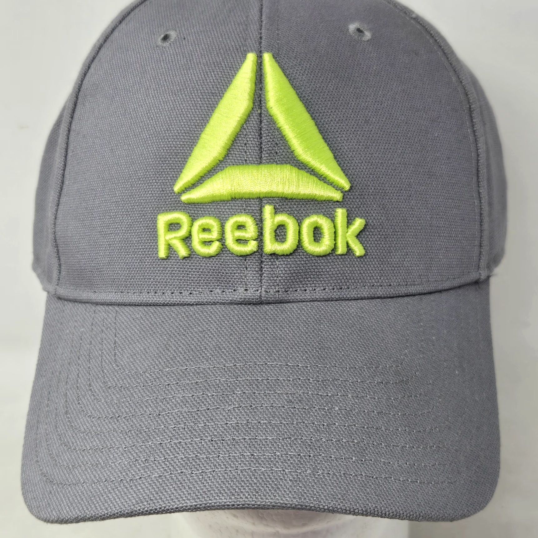 Reebok Reebok Adjustable Hat Gray Lime Green OSFA One Size Men's Baseball Cap New Embroidered Triangle Classic Outdoor Sports Metal Size ONE SIZE - 6 Thumbnail