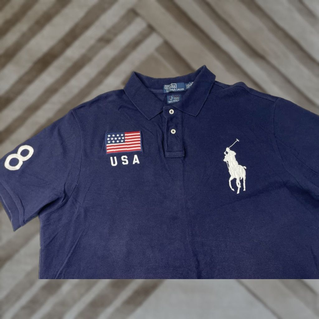 Ralph Lauren VINTAGE Ralph Lauren Polo Shirt Rugby USA Olympic Team Beij ing 2008 Blue 2XL Mens Polo Non-Detail Size US XXL / EU 58 / 5 - 1 Thumbnail