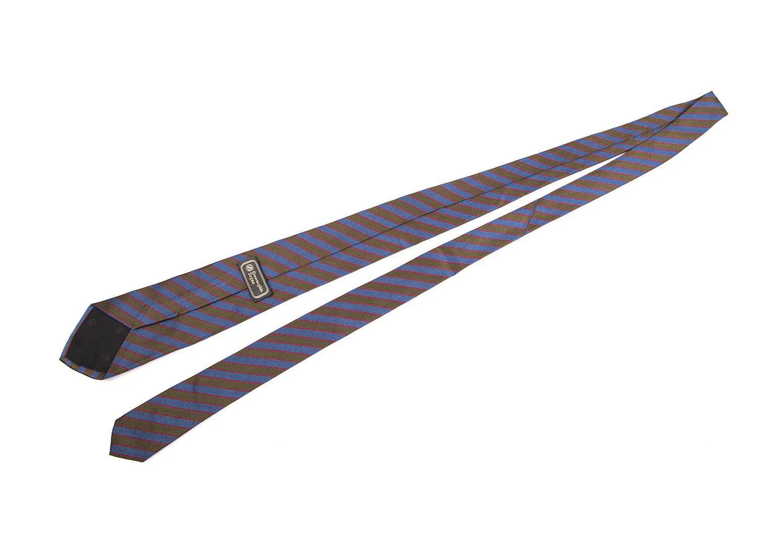 Dries Van Noten Silk Regimental Tie in Khaki Blue Size ONE SIZE - 5 Thumbnail
