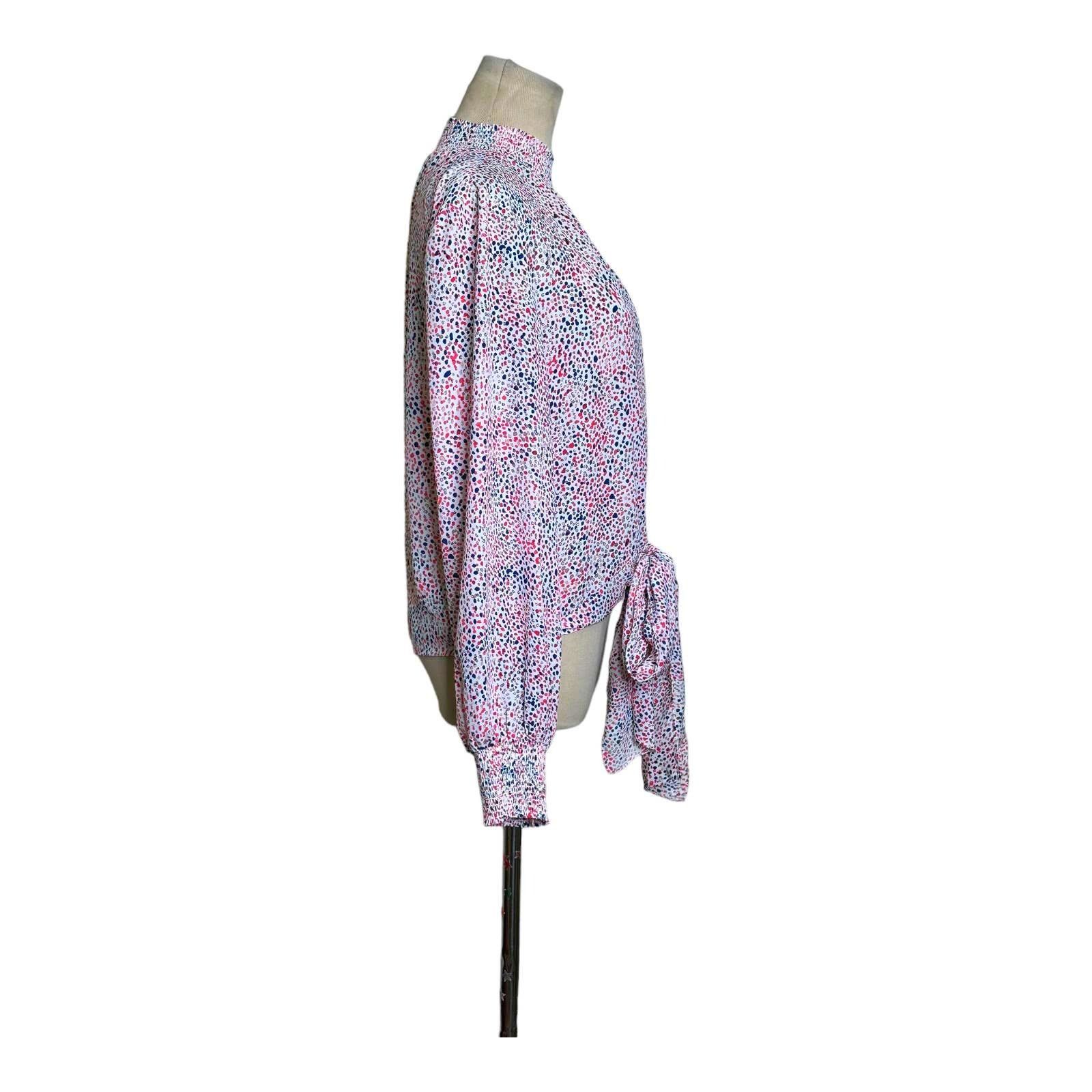 Rachel Zoe Rachel Zoe confetti print mock neck front tie blouse size XS Size XS / US 0-2 / IT 36-38 - 6 Thumbnail