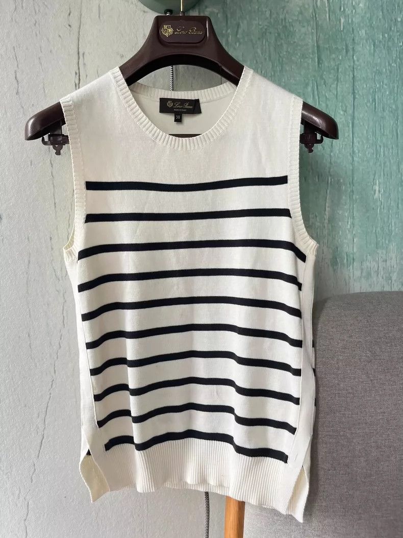 Loro Piana LORO PIANA Striped knitted vest, sleeveless top Size S / US 4 / IT 40 - 1 Thumbnail