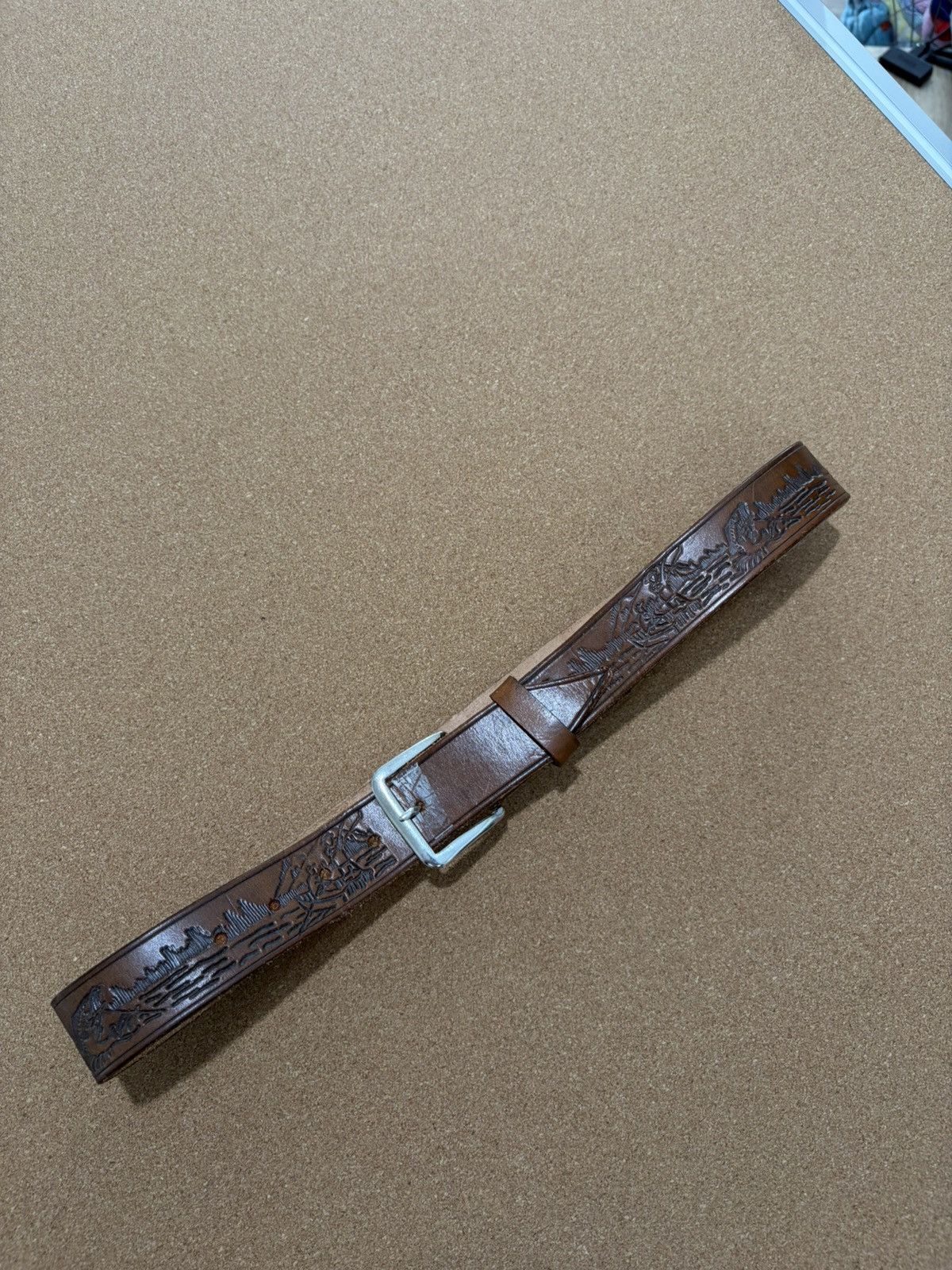 Bass Pro Shops Leather Belt Embossed Fishing Western Outdoor Casual Buckle Size 32 - 2 Thumbnail
