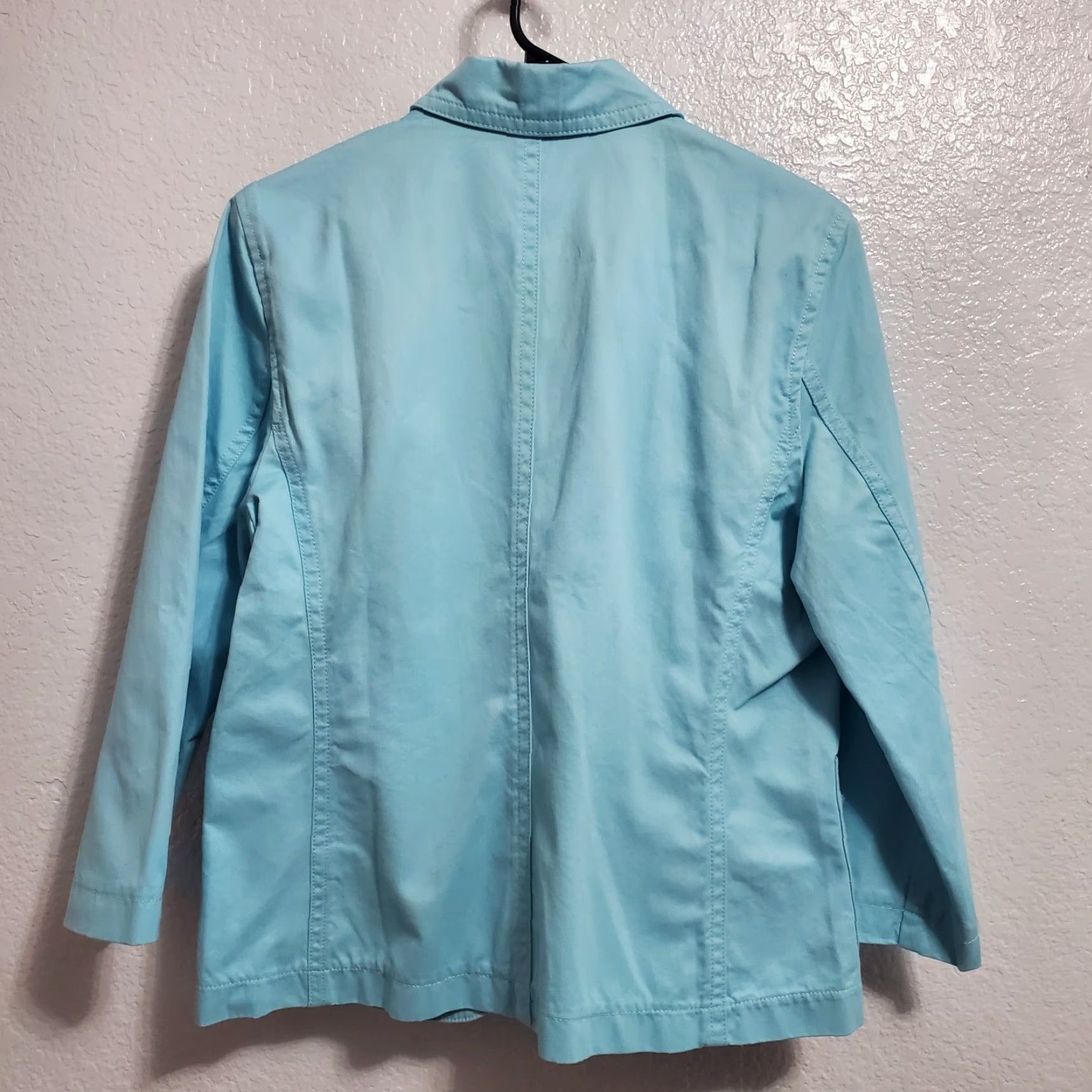 Vintage Garnet Hill Blazer Women 12 Light Blue Cotton One Button Pockets Academia Size XL / US 12-14 / IT 48-50 - 2 Thumbnail