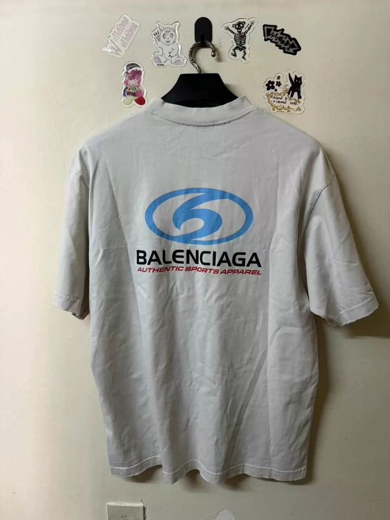 Balenciaga Balenciaga Wave Destruction Logo Short Sleeve Off-White XS Size US XS / EU 42 / 0 - 2 Thumbnail