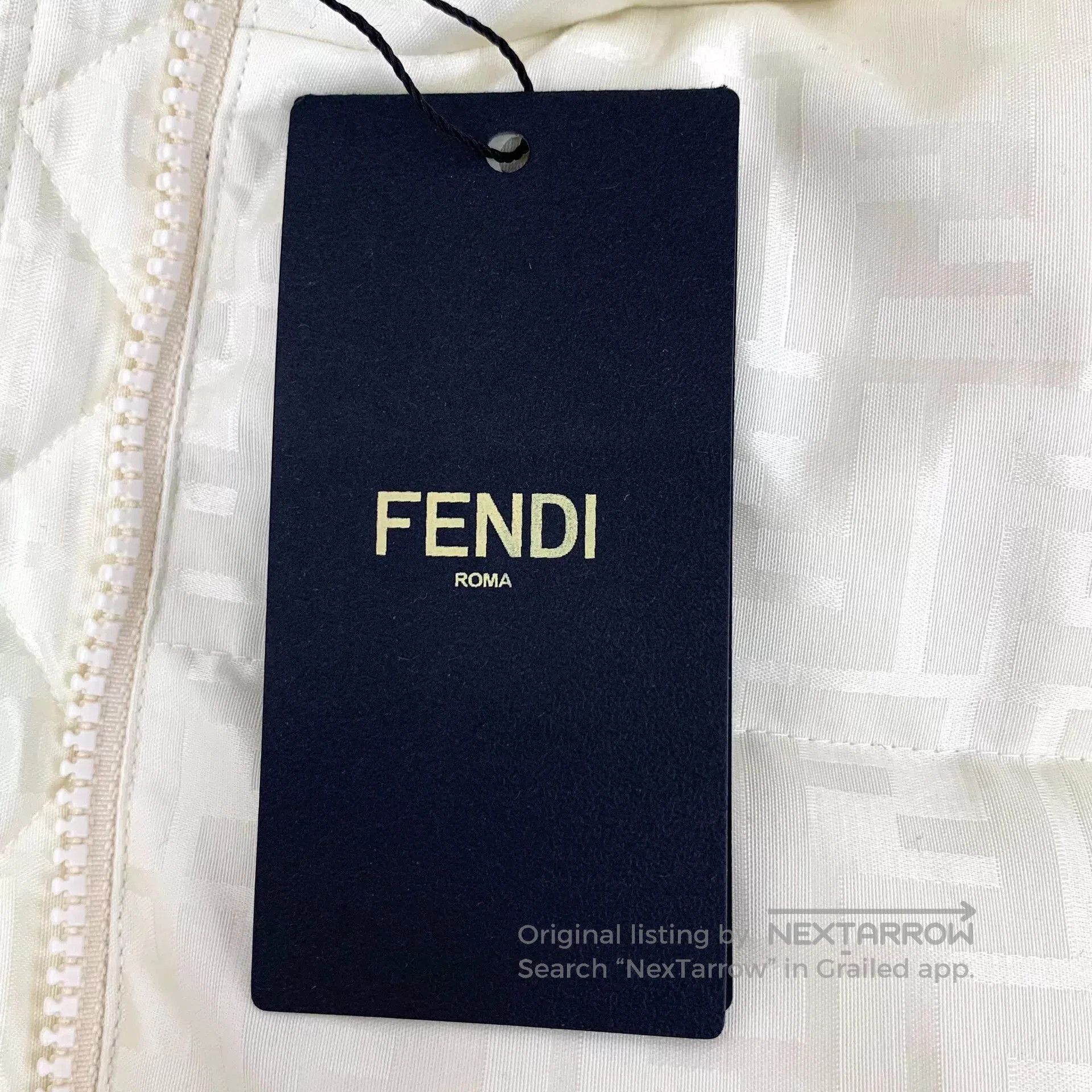 Fendi white logo print hooded long sleeve coat. Size US M / EU 48-50 / 2 - 6 Thumbnail