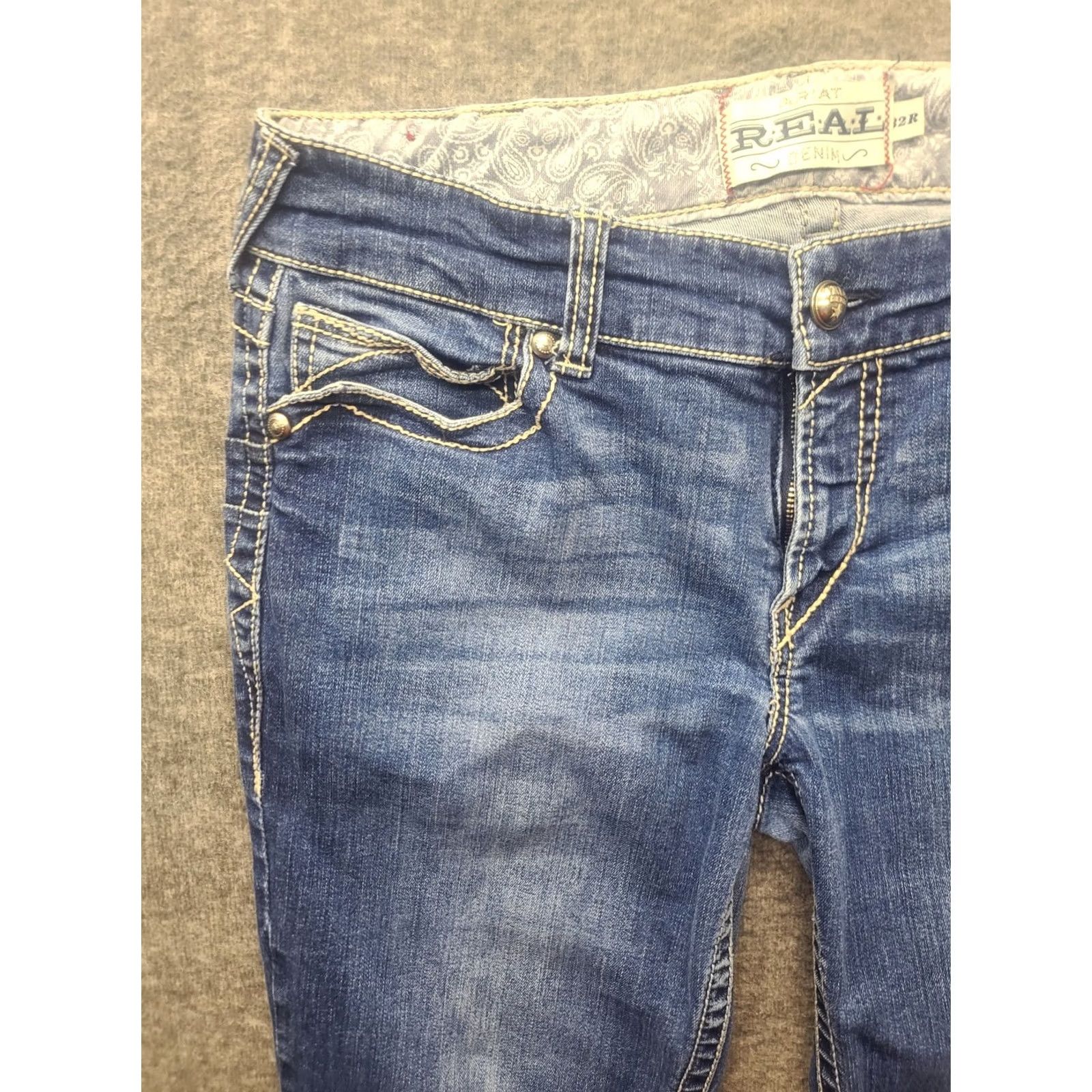 Ariat Ariat REAL Denim Jeans Womens 32x32 Regular Bootcut Stretch Distressed Blue Cotton Denim 5-Pocket Design Cowboy Horse Rodeo Cowgirl - Mens/Womens Size 24" / US 00 / IT 34 - 7 Thumbnail