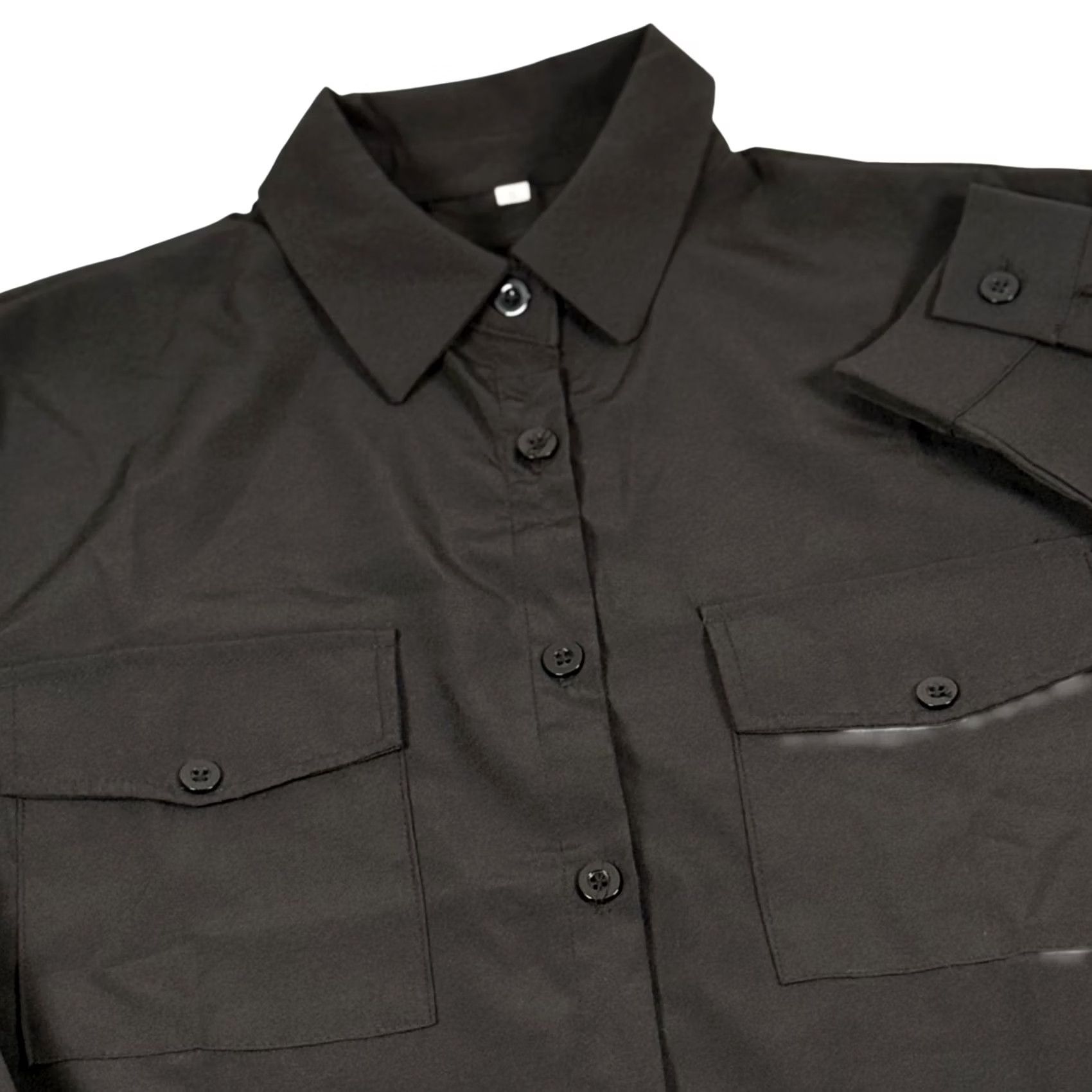 Vintage Oversized Button Up Shirt Small Black Pockets Long Sleeve Minimalist Size S / US 4 / IT 40 - 2 Thumbnail