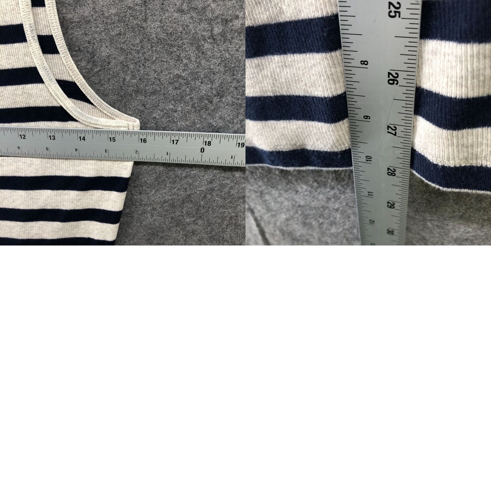 Gap Gap Women's Tank Top L Ivory Navy Striped Cotton Spandex Sleeveless Scoop Neck Summer Casual Size L / US 10 / IT 46 - 8 Thumbnail
