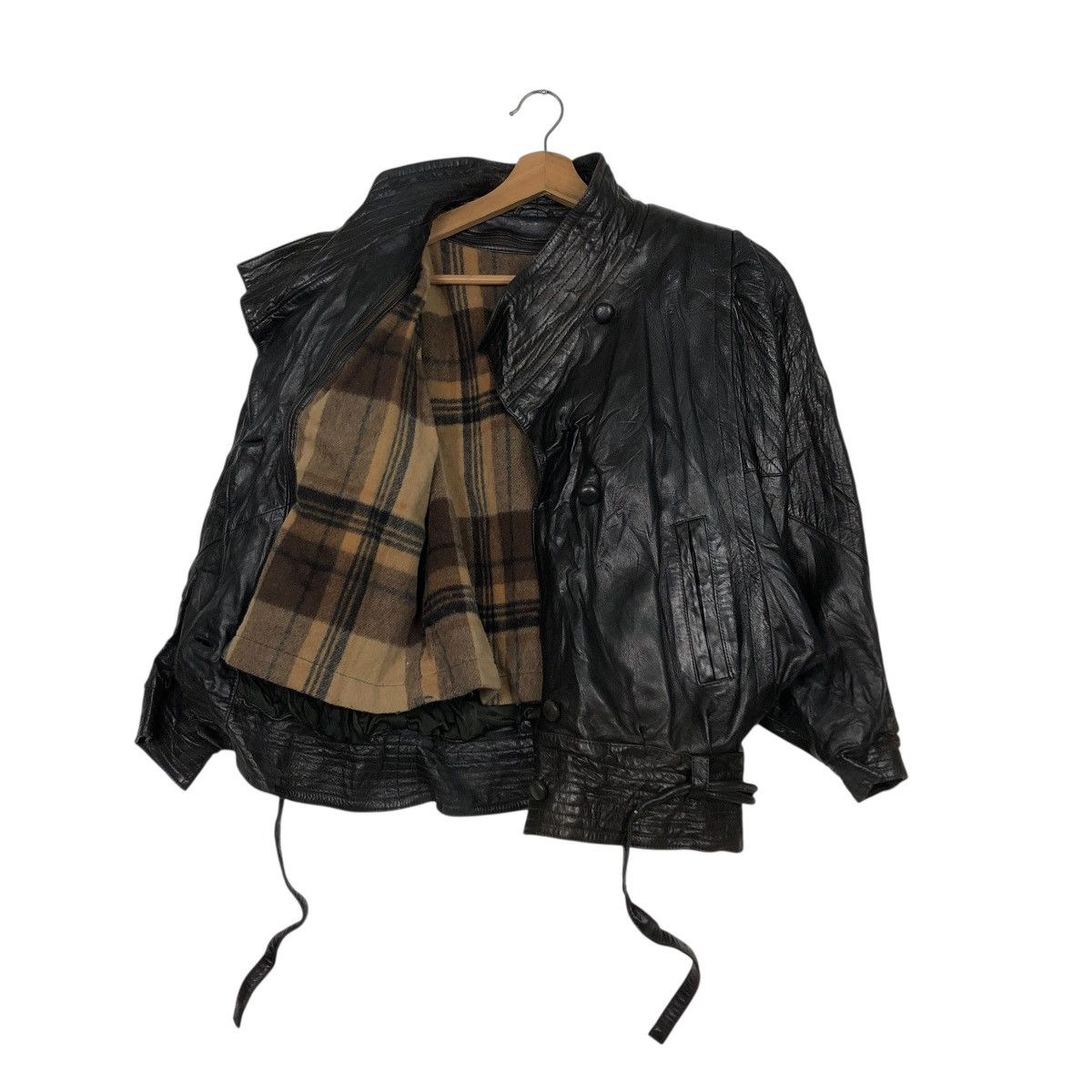 Vintage 🔥CROPPED BONDAGE BIKER LEATHER JACKET SERGE MIKO PARIS Size US M / EU 48-50 / 2 - 14 Thumbnail