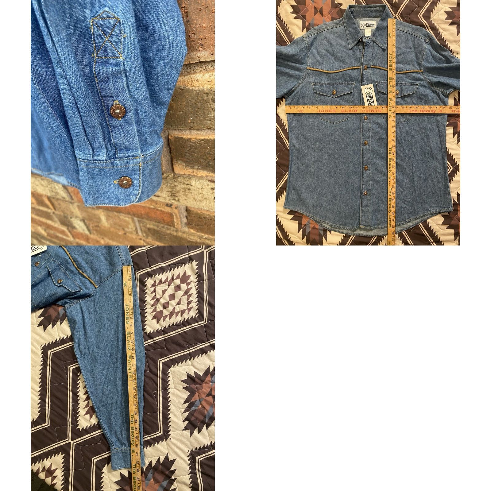 Stetson Stetson Denim Button-Up Shirt Western Mens L Blue Leather Trim Embroidered Pockets Bullet Buttons NWT Button-Up Shirt Size US L / EU 52-54 / 3 - 8 Thumbnail