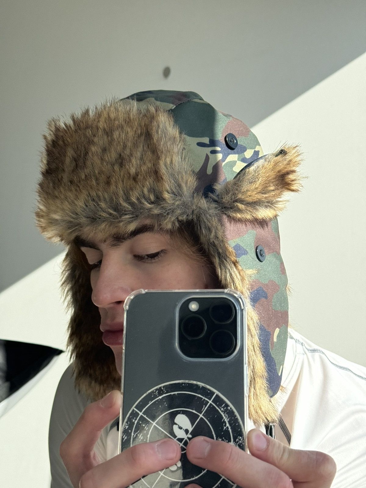 Hysteric Glamour Vintage Camo fuzzy mohair japanese ushanka hat avant garde Size ONE SIZE - 17 Thumbnail