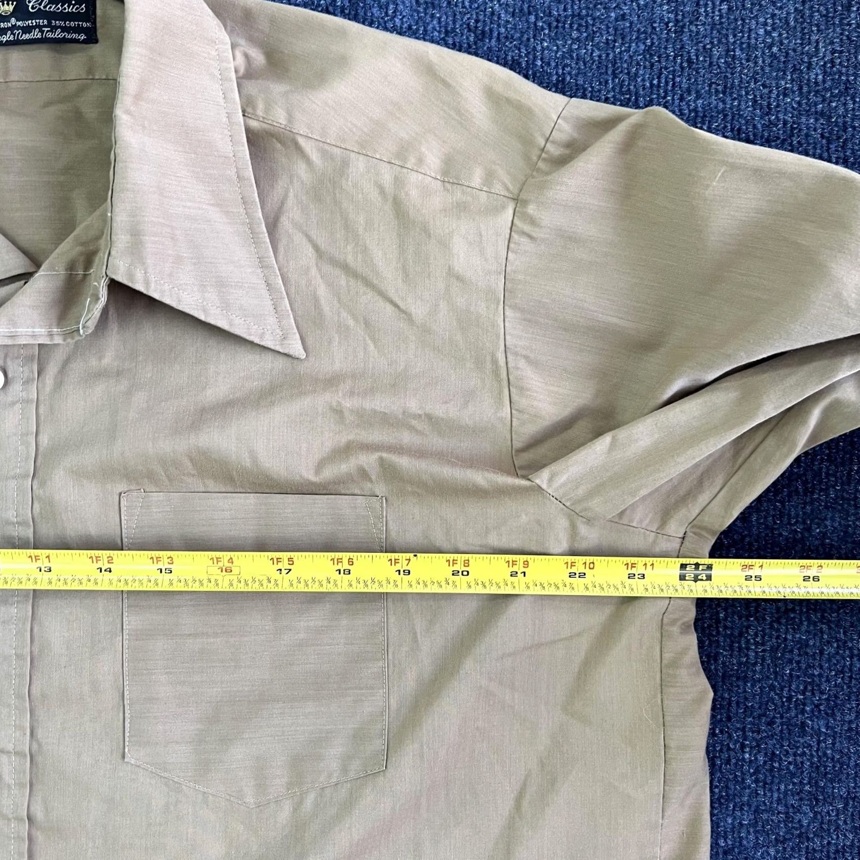 Vintage VINTAGE Fashion Classics Shirt Mens Large Beige Solid Long Sleeve Button Up Size US L / EU 52-54 / 3 - 5 Thumbnail