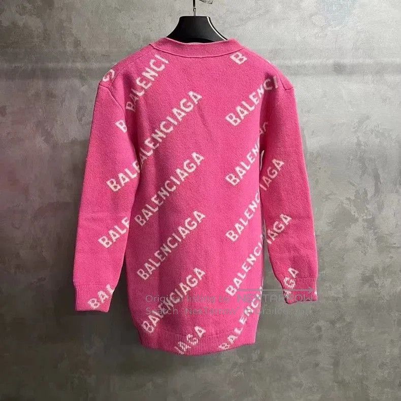 Balenciaga Balenciaga Pink Letter Print Wool Sweater. Size US XS / EU 42 / 0 - 2 Thumbnail