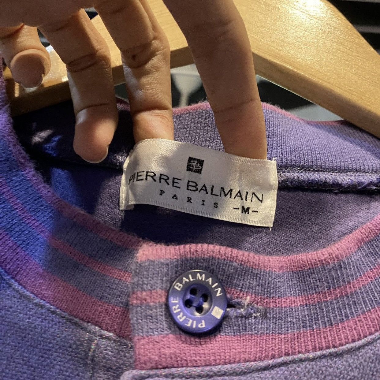 Pierre Balmain Vintage 90s Pierre Balmain Paris Collared Button Sweatshirt Size US M / EU 48-50 / 2 - 11 Thumbnail