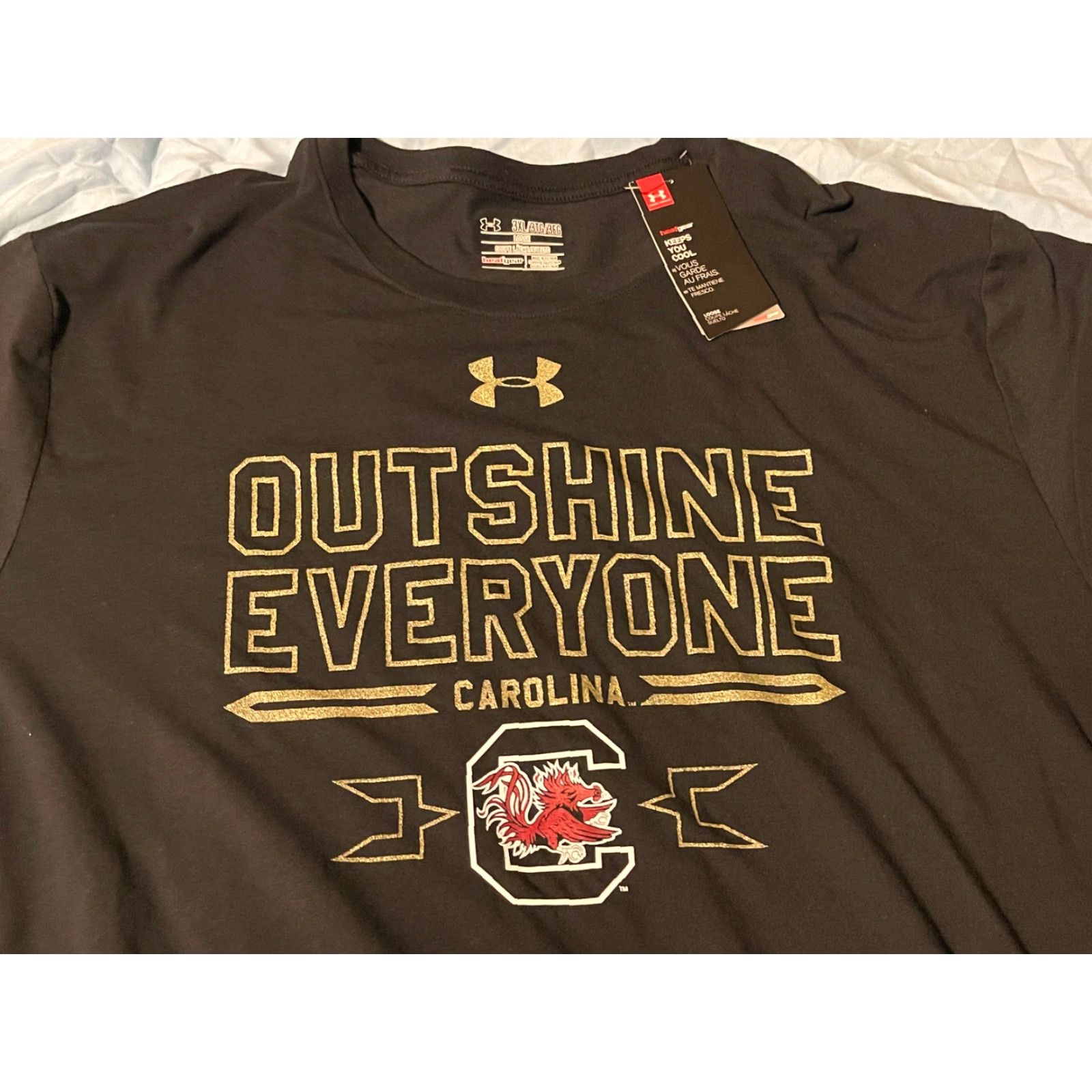 Under Armour Under Armour Shirt Adult 3XL HearGear Outshine Everyone Black Loose T-Shirt Mens Regular Crew Neck Short Sleeve Size US XXL / EU 58 / 5 - 3 Thumbnail