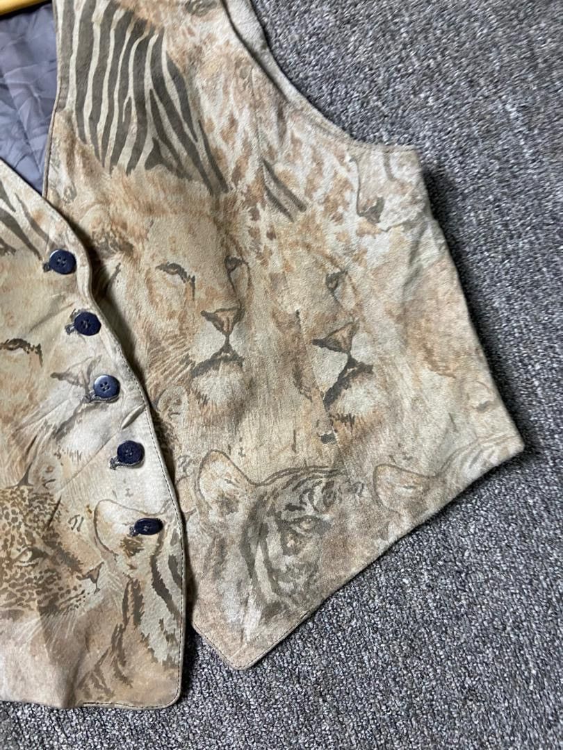 Japanese Brand Forest Brand Safari Printed Fur & Leather Vest (187) Size US XXS / EU 40 - 8 Thumbnail